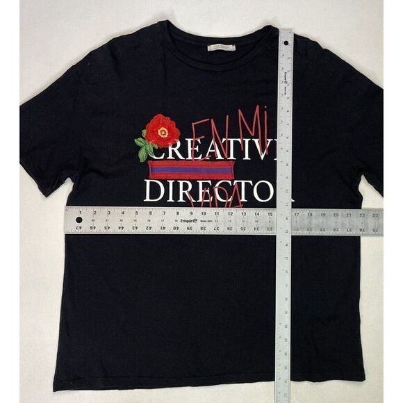 Zara Creative Director Flower Graphic T-shirt Women Large Black Short Sleeve - Picture 5 of 5